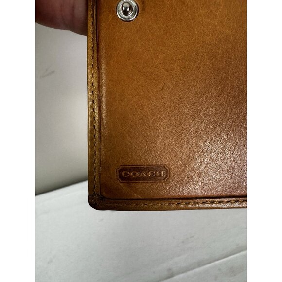 Vintage Coach Womens Tan Leather Wallet Moneyfold Zip Pocket Classic Western - Picture 10 of 16